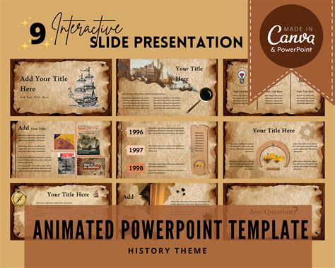 Animated History Theme Powerpoint Slide Presentation Template For