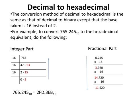 Conversion From Hexadecimal To Decimal Renewnetworking