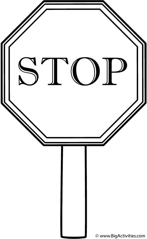 Stop sign coloring pages printable. Stop Sign with thick border on Post - Coloring Page (Safety)