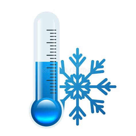 Blue Thermometer With A Snowflake Winter Concept Showing Low