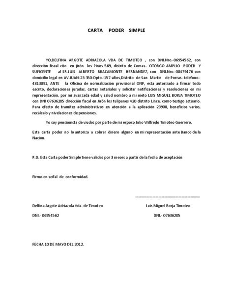 Carta Poder Simple Pdf