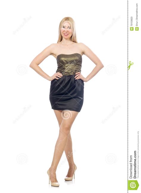 The Model In Strapless Elegant Dress Isoalted On White Stock Image Image Of Isolated Closeup