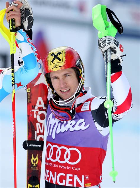 Marcel hirscher is competing for medals in the 2010 winter olympic games in olympic alpine skiing. ÖSV: Marcel Hirscher Dritter in Wengen-Slalom