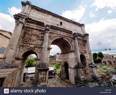 Arch Of Septimius Severus In The Roman Forum Rome Italy Stock Photo