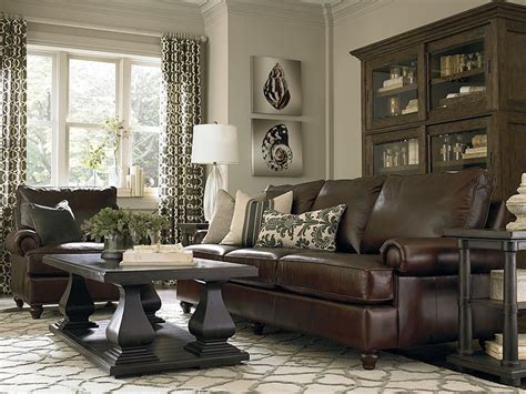 Graceful Dark Brown Leather Sofa Living Room Design Brown Brown Sofa