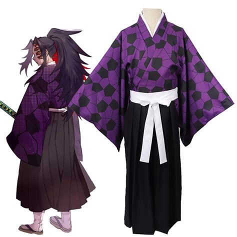 Kimetsu No Yaiba Kokushibou Kimono Cosplay Costume Full Set New Demon