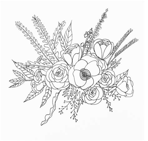 Bouquet Of Flowers Drawing Carinewbi