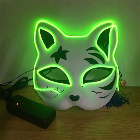 Halloween Mask El Wire Flashing Cosplay Led Fox Mask For Glowing Dance