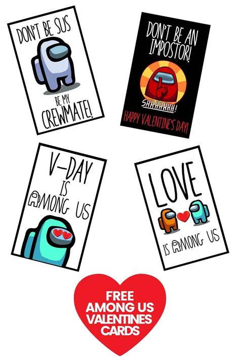 Among Us Valentines Day Cards 8 Free Fun Printables