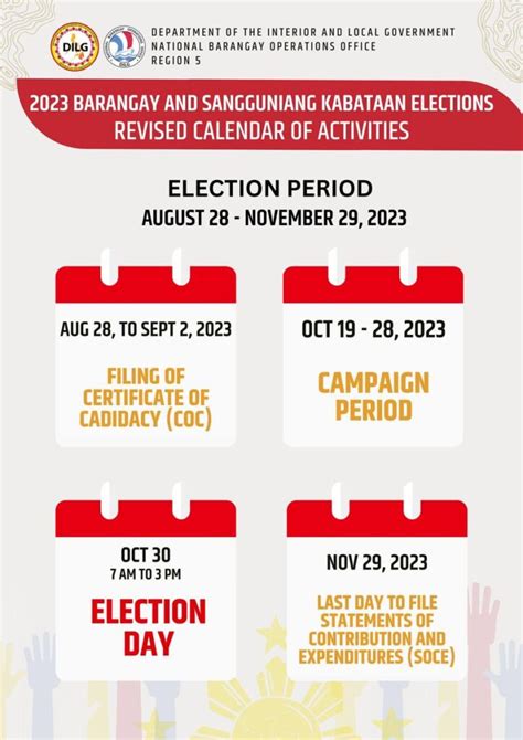 Calendar Of Activities For The Barangay And SK Election DILG Regional Office No
