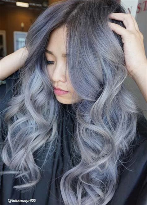 Granny Silver Grey Hair Color Ideas Blue Silver Wavy Hair Blue Grey
