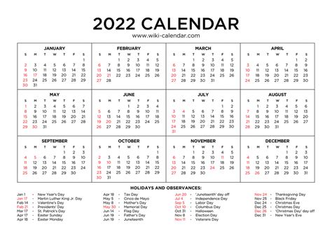 Wiki Printable Calendar 2022 Printable World Holiday