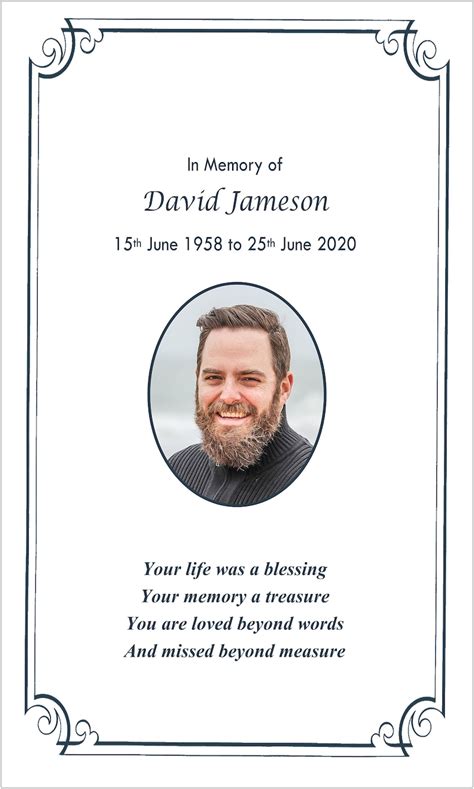 Personalised Laminated Memorial Cards Funeral Etsy