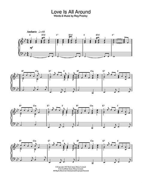 Love Is All Around Sheet Music By Wet Wet Wet Piano 32554