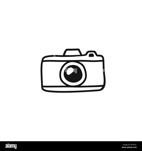 Hand Draw Photo Camera Line Illustration Vector Clip Art In Simple