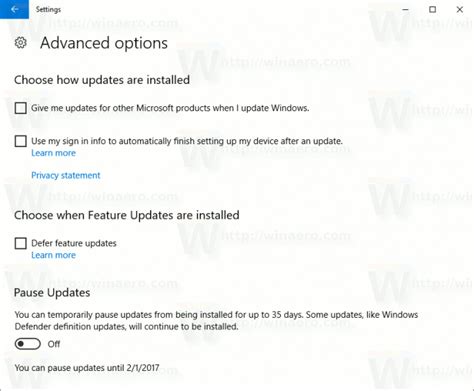 Windows 10 Creators Update Pause Updates Feature Added Ghacks Tech News