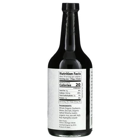 Eden Foods Organic Tamari Soy Sauce 20 Fl Oz 591 Ml