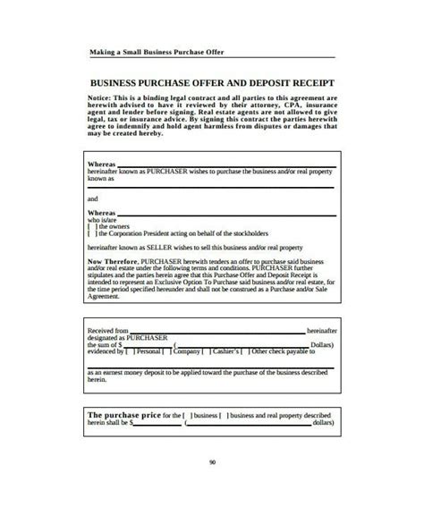 Offer To Purchase Business Agreement Template Hq Printable Documents