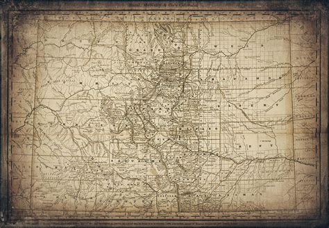 Colorado Historical Vintage Map 1880 Sepia Photograph By Carol Japp