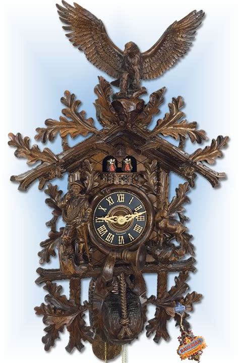 Hones Hunting Eagle Cuckoo Clock 32 Bavarian Clockworks