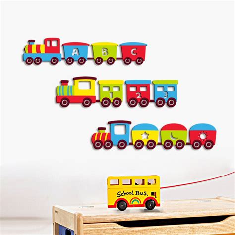 2019 New Cartoon Train 3d Wall Sticking Kindergarten