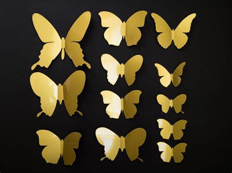 3d Wall Butterflies 12 Gold Plastic Butterflies 3d Butterfly Wall