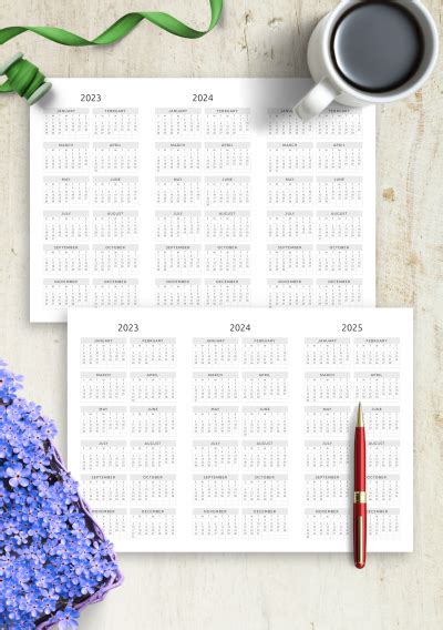 Download Printable 3 Year Calendar Template Original Style