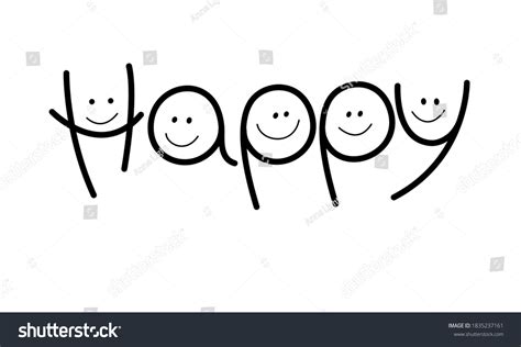 Happy Word Be Happy Lettering Hand Stock Vector Royalty Free