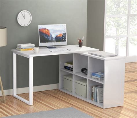 Britni Modern Corner L Shape Computer Desk With 6 Storage Unit Combo