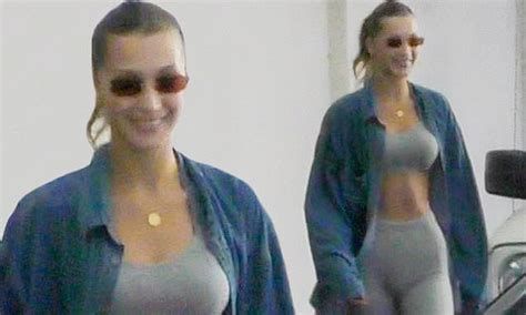 bella hadid flashes chiseled midriff in workout gear as she steps out in sunny beverly hills