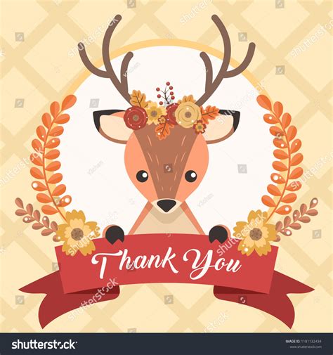 Cute Deer Thank You Card Stock Vector Royalty Free 1181132434