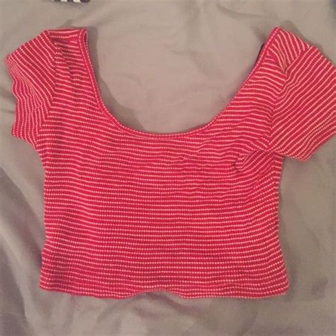 Red And White Striped Crop Top White Striped Crop Top Striped Crop Top Tops