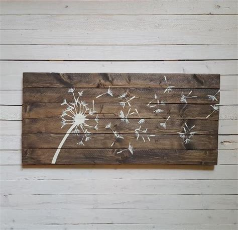 9x 20 Dandelion Wall Art Wood Panel Art Handpainted Wood Panel Wood