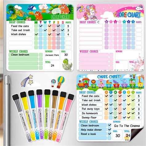Buy 3pcs Magnetic Dry Erase Chore Chart For Kids Multiple Kids With 8