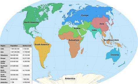 World Map Split Into Continents State Coastal Towns Map