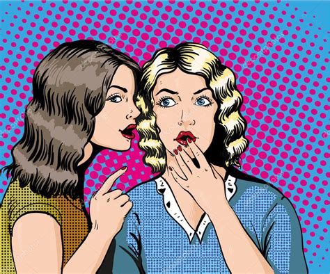 Pop Art Retro Comic Vector Illustration Woman Whispering Gossip Or