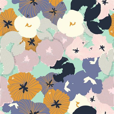 Contemporary Hand Drawn Floral Seamless Pattern In Vector Stock