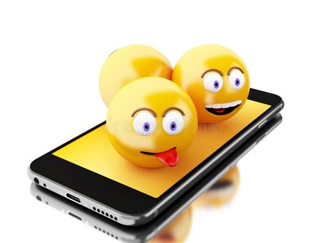 3d Smartphone Med Emoji Symboler Stock Illustrationer Illustration Av