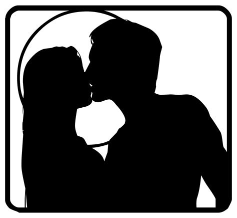 Black Silhouette Of Kissing Couple Free Image Download