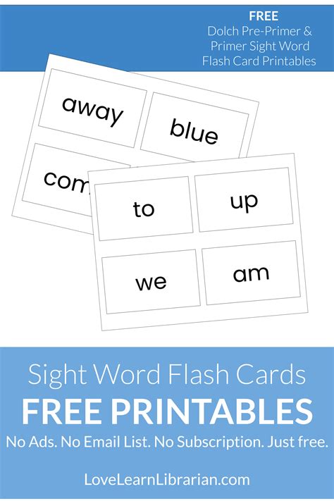 Sight Word Flashcards Free Printable