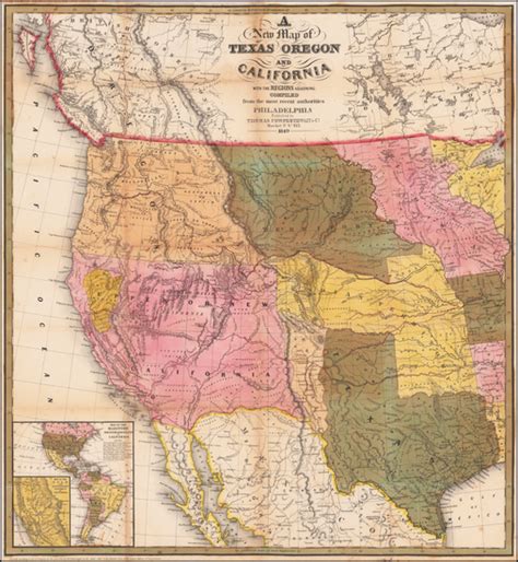 A New Map Of Texas Oregon And California With The Regions Adjoining