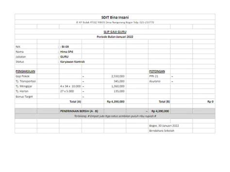Download Otomatis Contoh Format Slip Gaji Excel