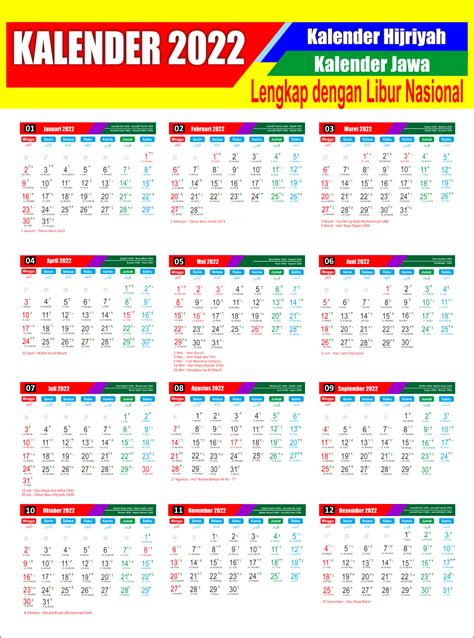 Download Kalender 2022 Lengkap Dengan Tanggal Merah Dan Keterangannya