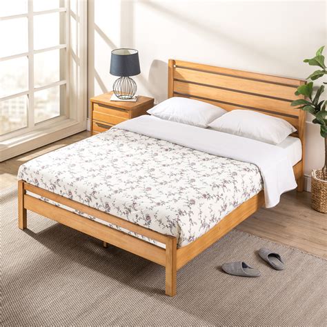 Zinus Aimee Solid Timber Bed Frame Double Queen Full Size Pine Wood