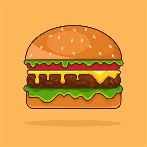 Burger Cartoon Vector Illustration Suitable For Sticker Symbol Logo