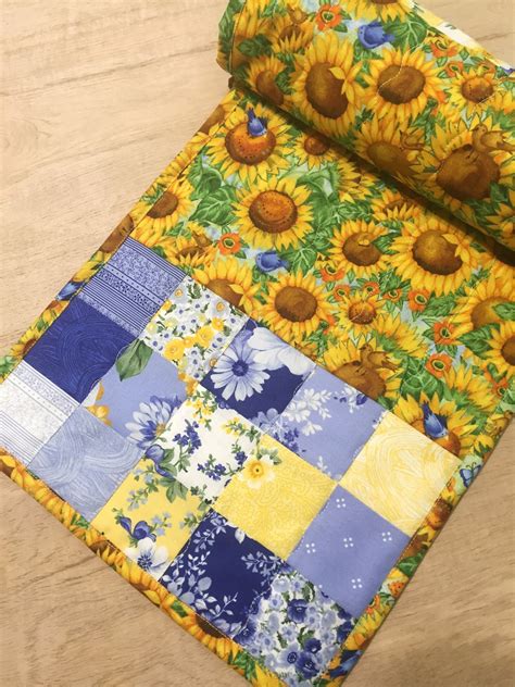 Sunflower Quilted Table Runner Handmade Quilt Décor Ready To Etsy