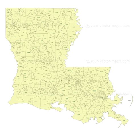 Preview Of Louisiana State Zip Codes Map Your Vector