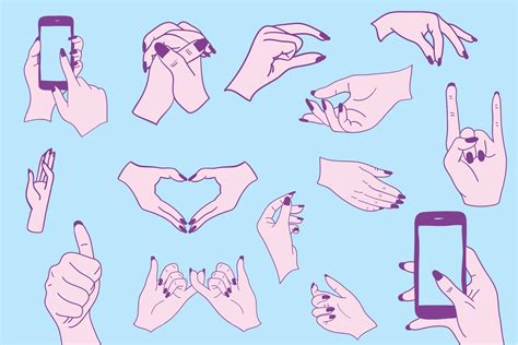 Hand Gestures Bundle Set Illustrations Creative Market