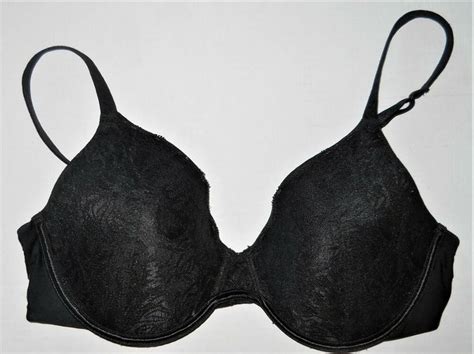 Warners Bra 36c Underwire Black Soft Cup Lace Overlay Adjustable Straps
