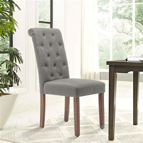 Upholstered Dining Chairs Set Of Solid Wood Tufted Parsons Dining My